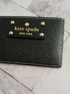 kate spade Tan Leather Slim Card Case with Gold Logo